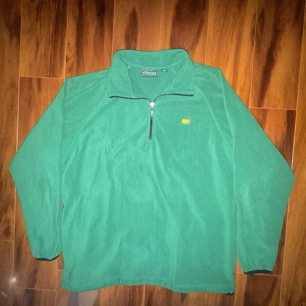 Vintage 90s Masters Collection Augusta National Fleece 1/4 Zip Green L Golf